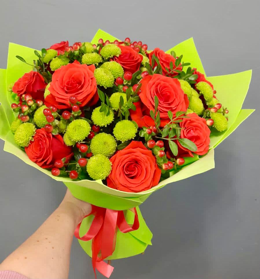 Букет цветов из: Хризантемы и Розы в Боброво