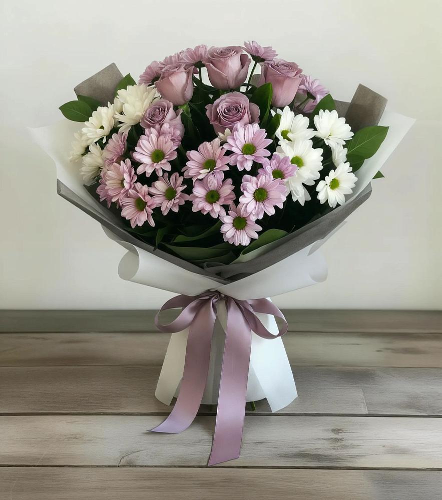 Букет цветов из: Хризантемы и Розы в Боброво