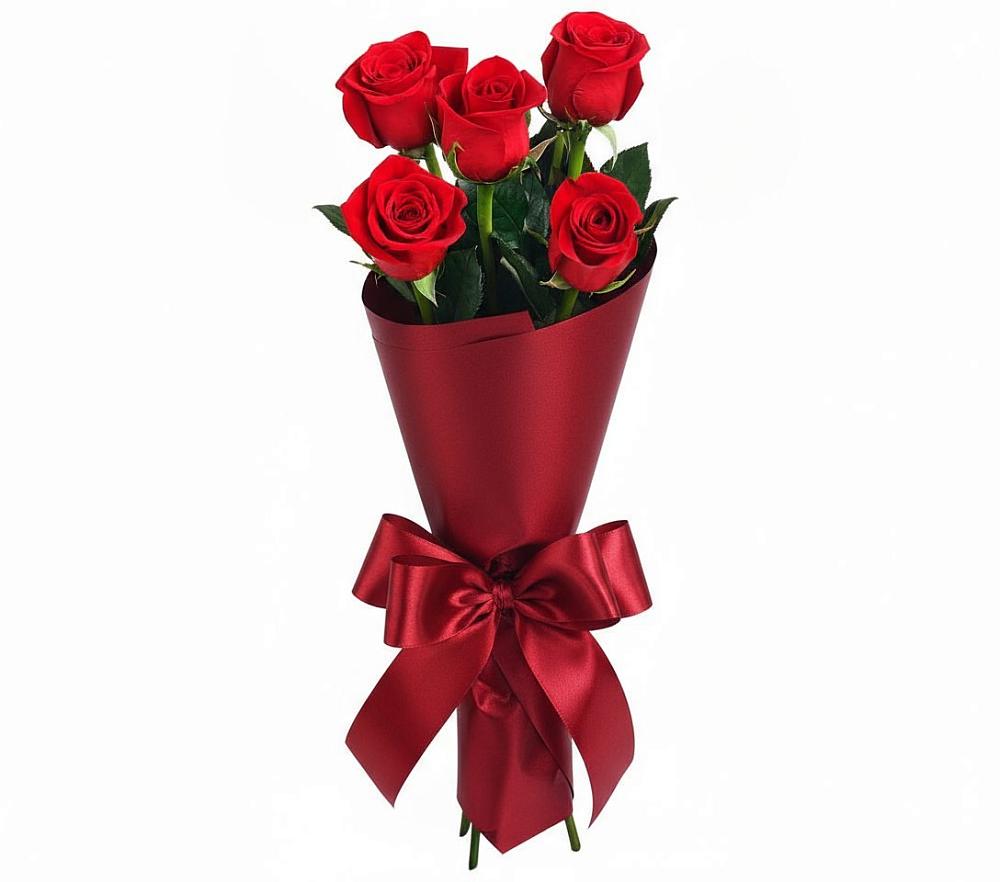 Букет 5 Красных роз Эдлесс Лав в Боброво