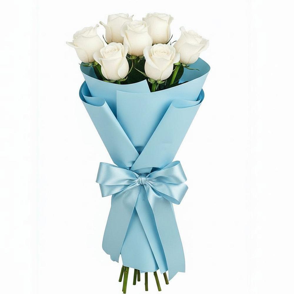 Букет 7 белых роз Проуд в Боброво