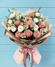 Букет цветов из:  Розы, Альстромерии и Лизиантусы в Боброво