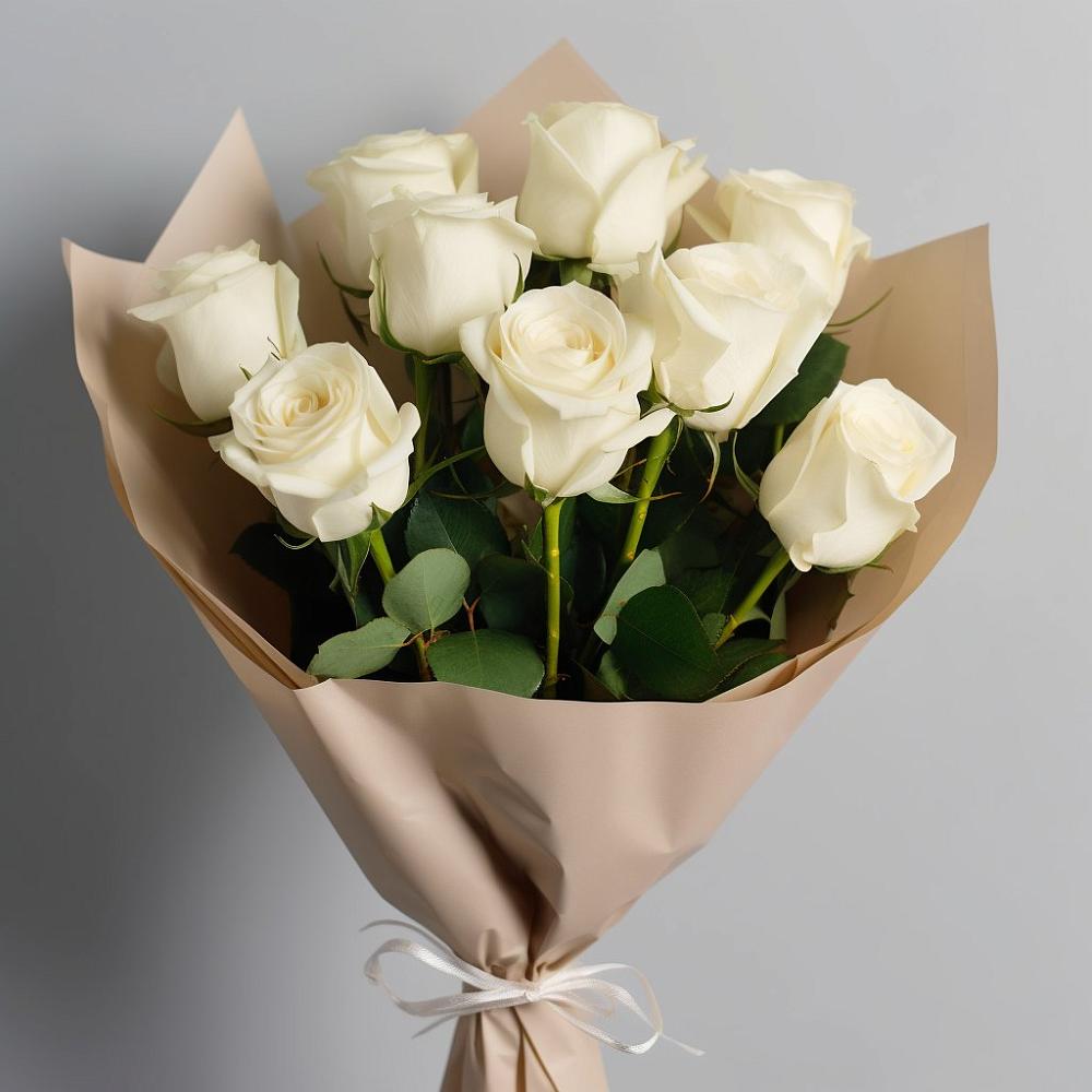 Букет 9 Белых роз Эдлесс Лав в Боброво