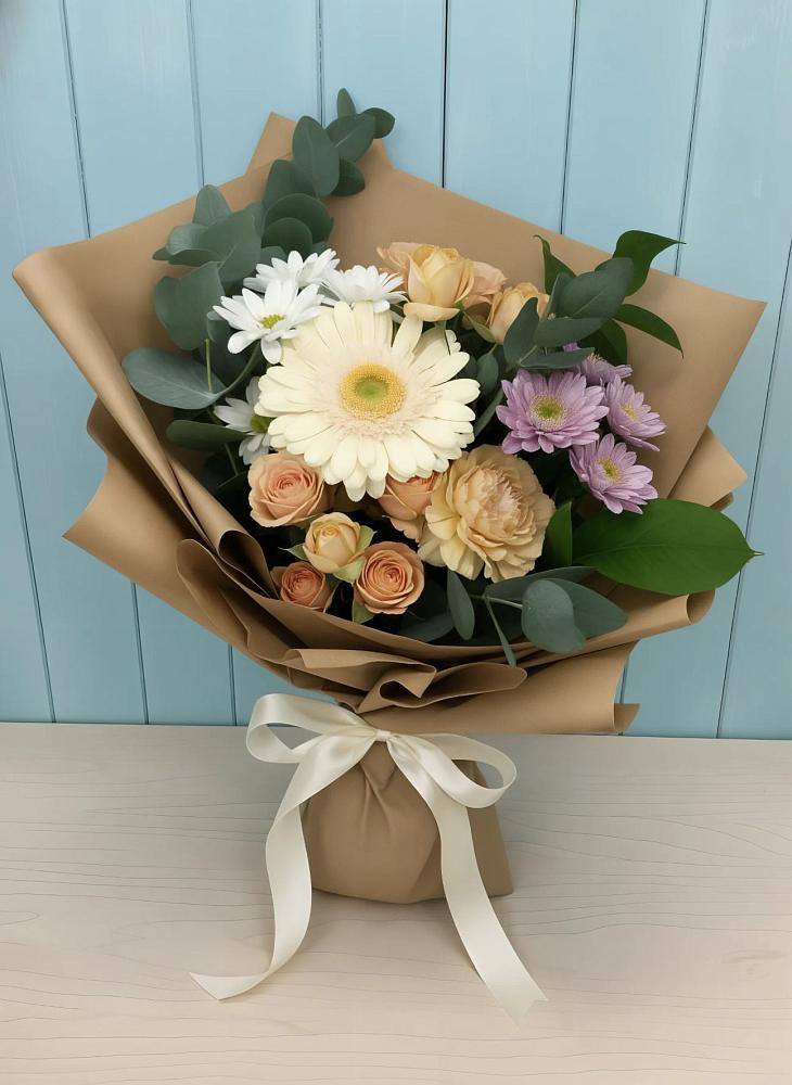 Букет цветов из: Герберы и Хризантемы в Боброво