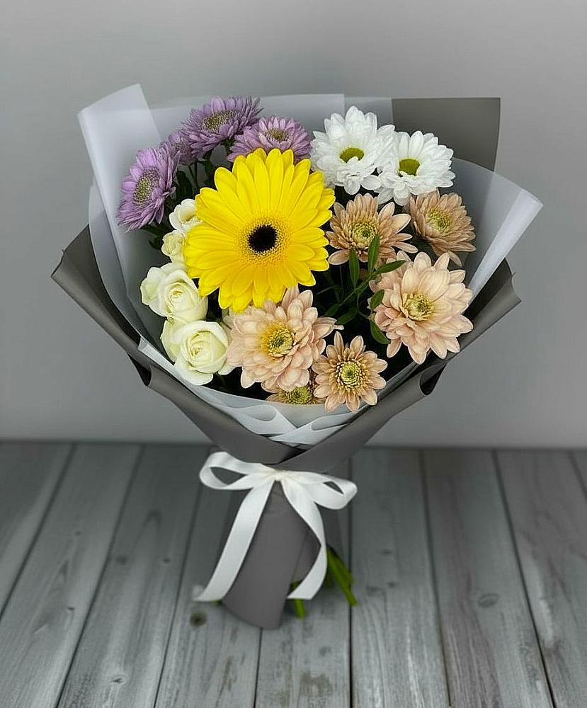 Букет цветов из: Розы, Герберы и Хризантемы в Боброво