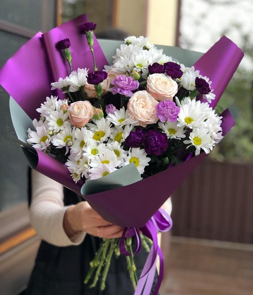 Букет цветов из: Хризантемы, Гвоздики и Розы в Боброво