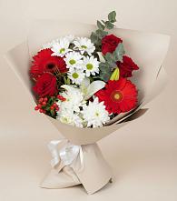 Букет цветов из:  Розы, Хризантемы, Герберы и Лилии в Боброво