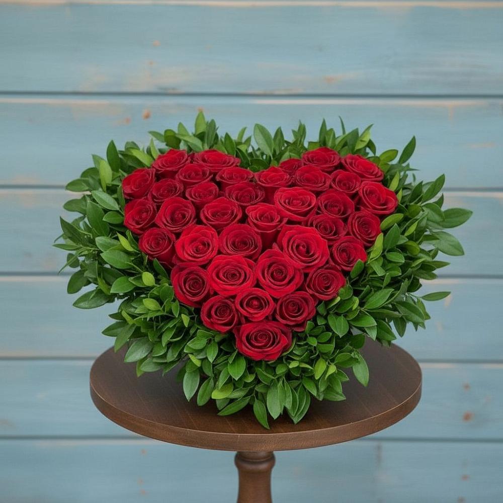 Цветочная композиция из Розы в виде сердца в Боброво