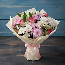 Букет цветов из:  Хризантемы, Альстромерии и Розы #REPLACE_PRED# Боброво