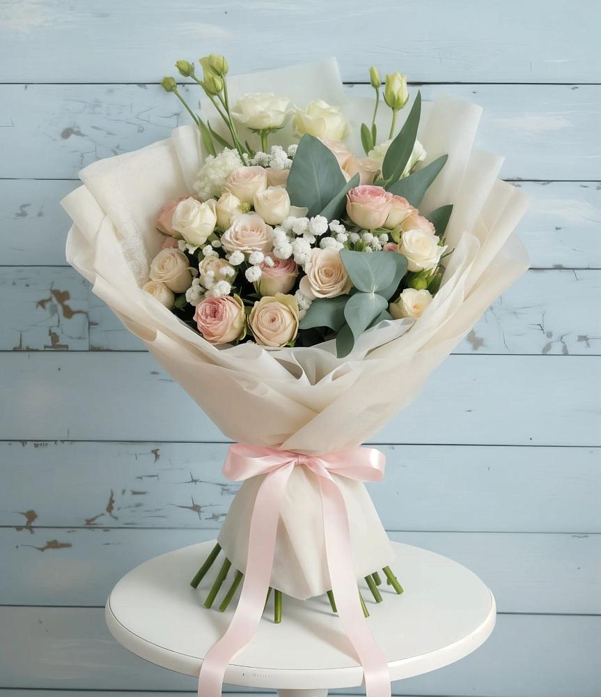 Букет цветов из: Розы и Лизиантусы в Боброво