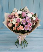 Букет цветов из:  Хризантемы, Розы и Альстромерии #REPLACE_PRED# Боброво