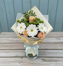 Букет цветов из:  Герберы, Розы и Хризантемы в Боброво