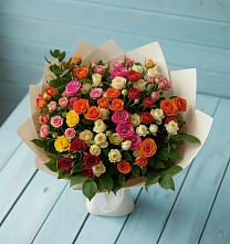 Букет Микс из разноцветных кустовых роз #REPLACE_PRED# Боброво